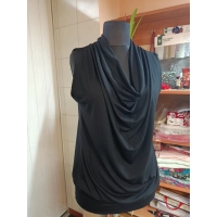 Tunika Alma - czarna z lejącym dekoltem typu woda